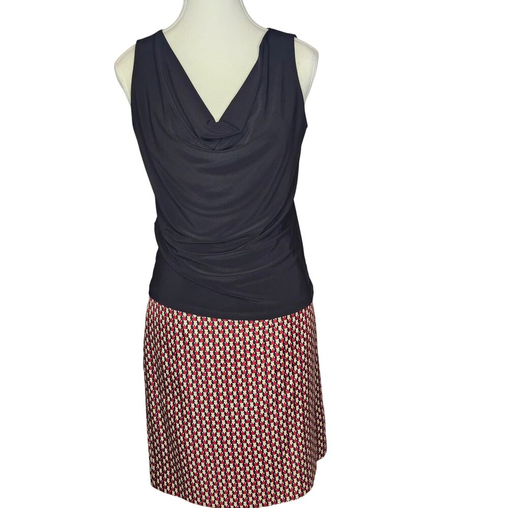2pc Red Ann Taylor Silk Skirt -4- & Clara Sun Woo Black Cowl Neck Tank -S- C77